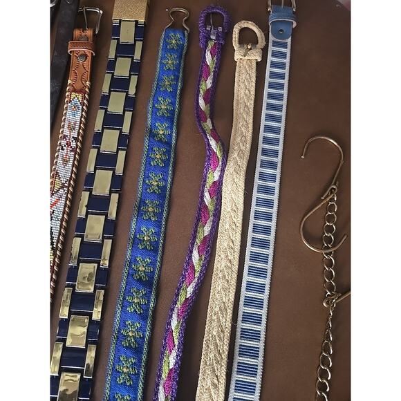 Lot of 9 Vintage Assorted Leather Beaded Canvas Fashion Western‎ Womans Belts main image 6